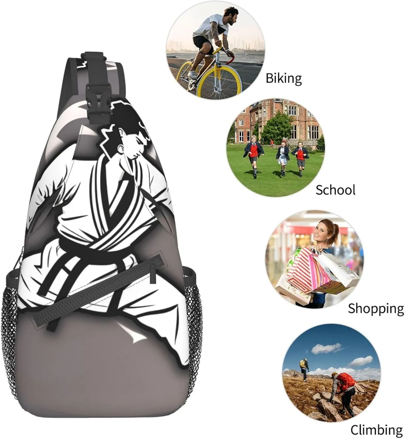 SSIMOO Karate-Highkick-Icon Versatile Travel Hiking Backpack-Perfect For Outdoor Cycling,Chest Shoulder Bag