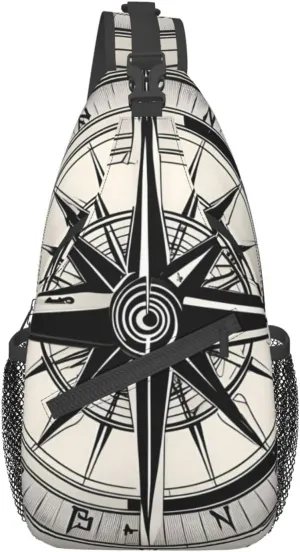 SSIMOO Law Of The Compass Navigation 1 Versatile Travel Hiking Backpack-Perfect For Outdoor Cycling,Chest Shoulder Bag
