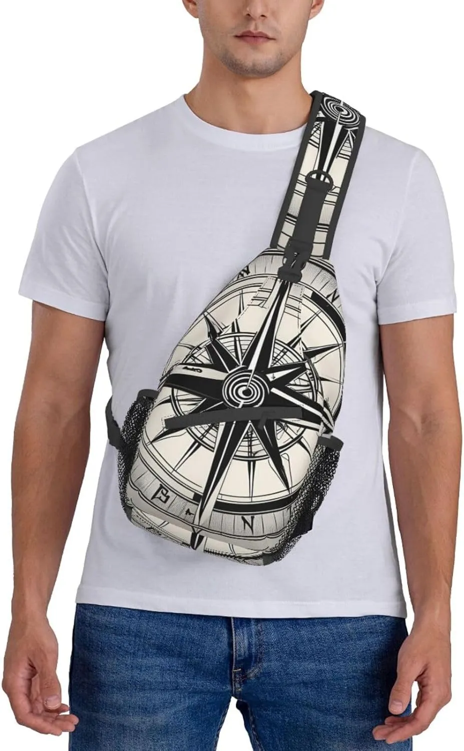 SSIMOO Law Of The Compass Navigation 1 Versatile Travel Hiking Backpack-Perfect For Outdoor Cycling,Chest Shoulder Bag