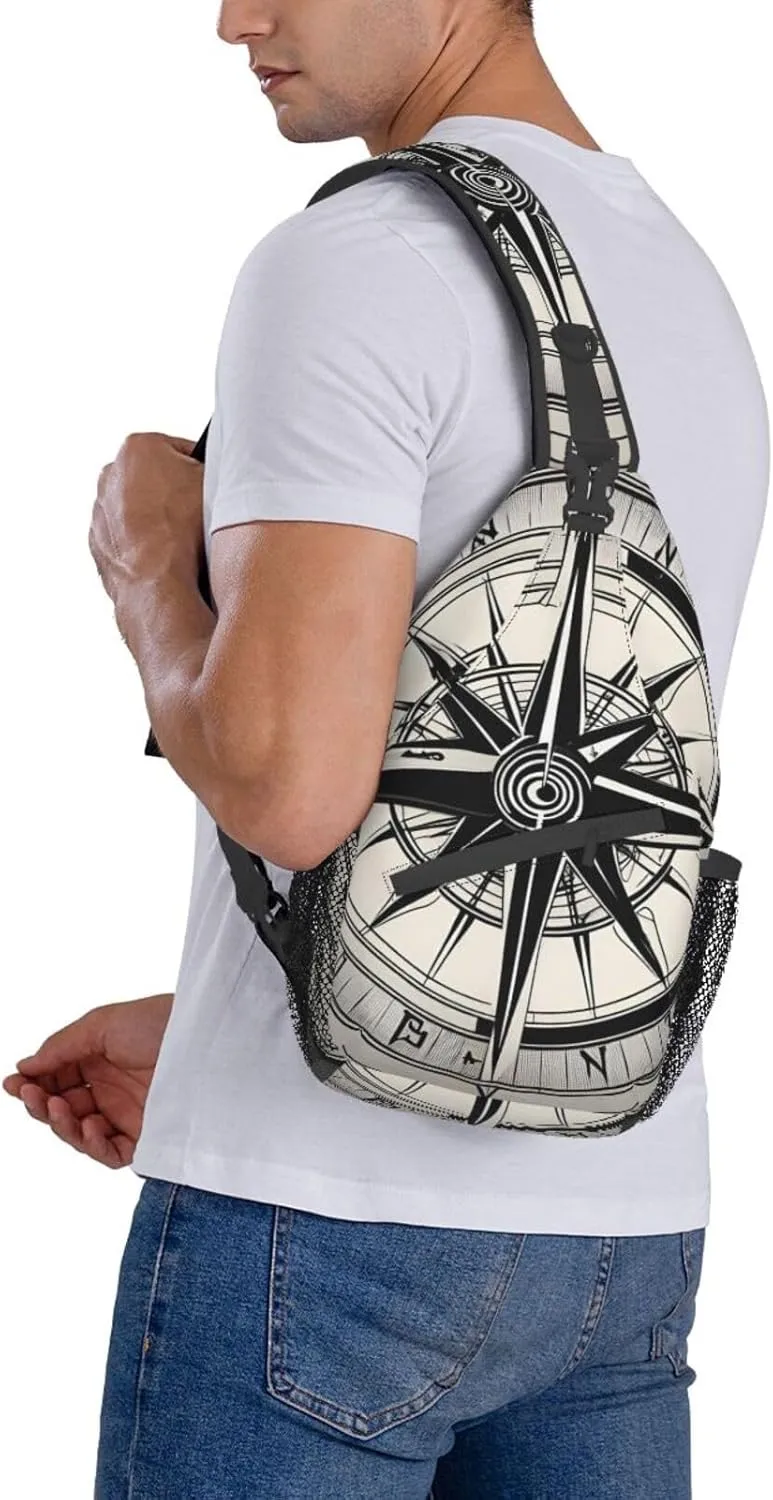 SSIMOO Law Of The Compass Navigation 1 Versatile Travel Hiking Backpack-Perfect For Outdoor Cycling,Chest Shoulder Bag