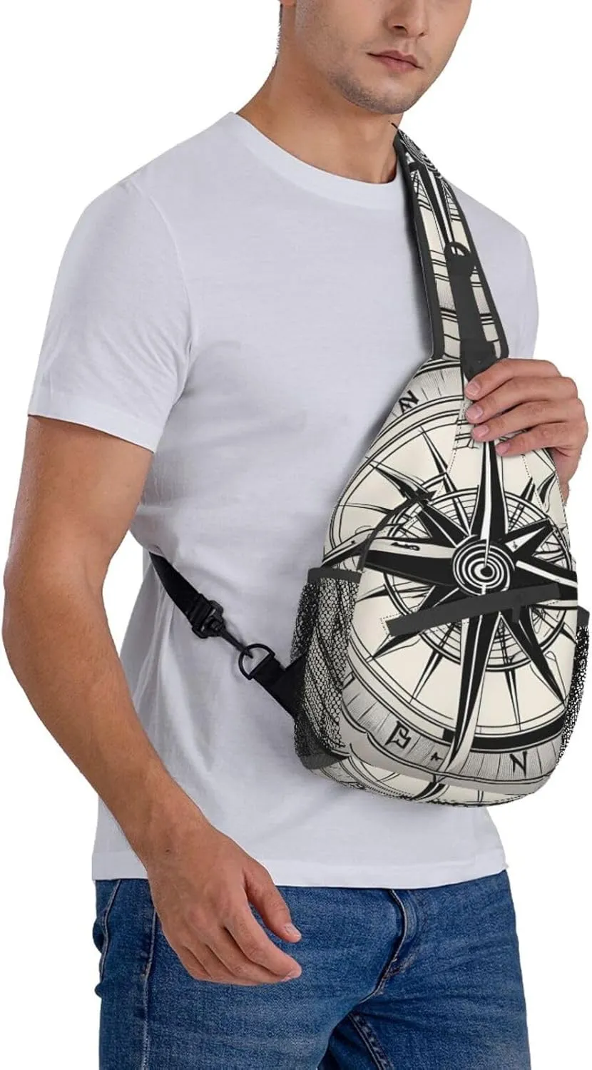 SSIMOO Law Of The Compass Navigation 1 Versatile Travel Hiking Backpack-Perfect For Outdoor Cycling,Chest Shoulder Bag