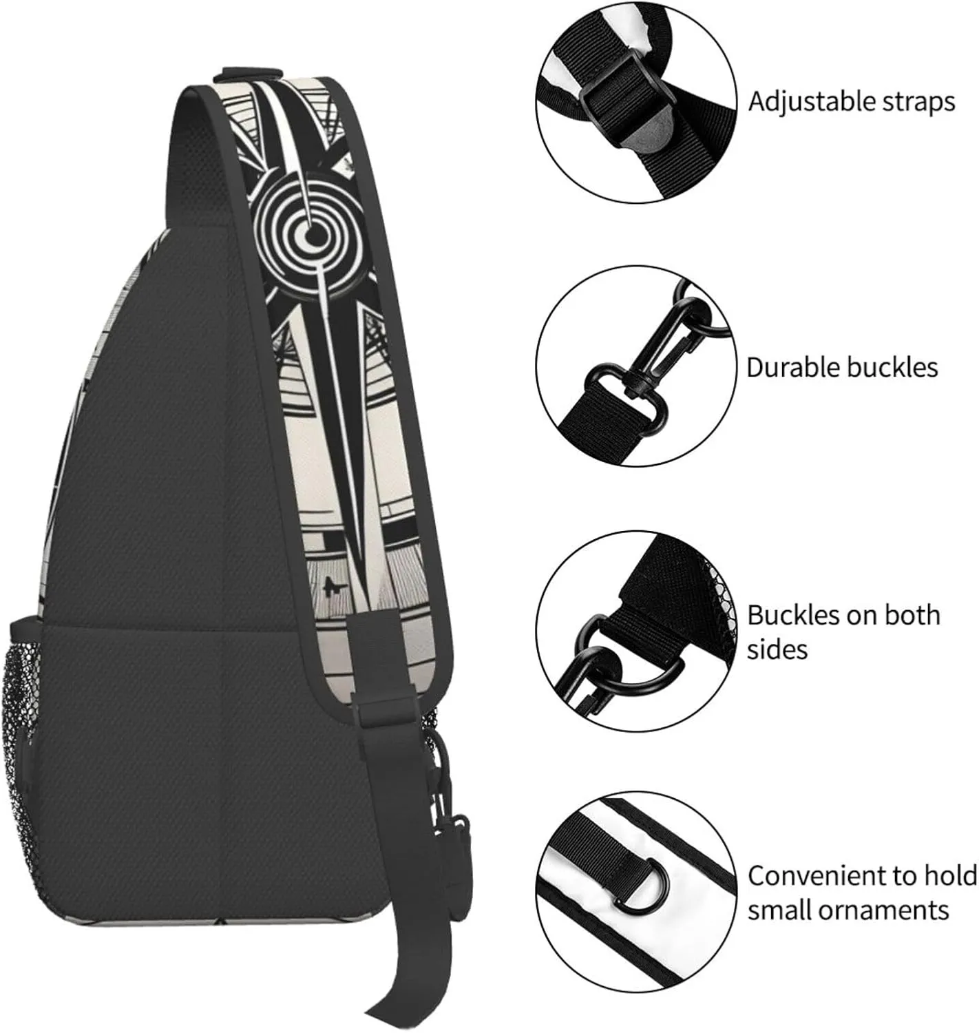 SSIMOO Law Of The Compass Navigation 1 Versatile Travel Hiking Backpack-Perfect For Outdoor Cycling,Chest Shoulder Bag