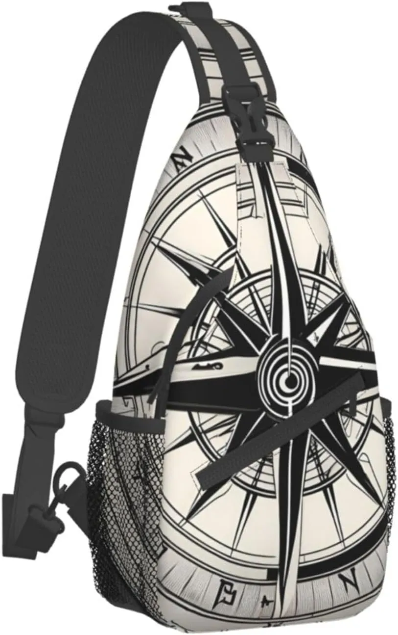 SSIMOO Law Of The Compass Navigation 1 Versatile Travel Hiking Backpack-Perfect For Outdoor Cycling,Chest Shoulder Bag