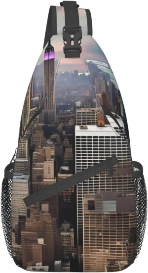 SSIMOO New York Fashion City Versatile Travel Hiking Backpack-Perfect For Outdoor Cycling,Chest Shoulder Bag