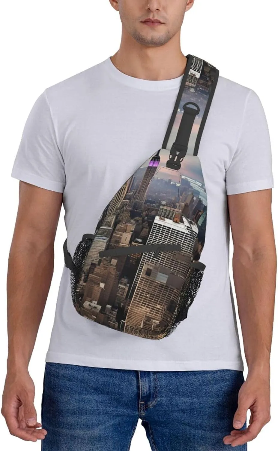SSIMOO New York Fashion City Versatile Travel Hiking Backpack-Perfect For Outdoor Cycling,Chest Shoulder Bag