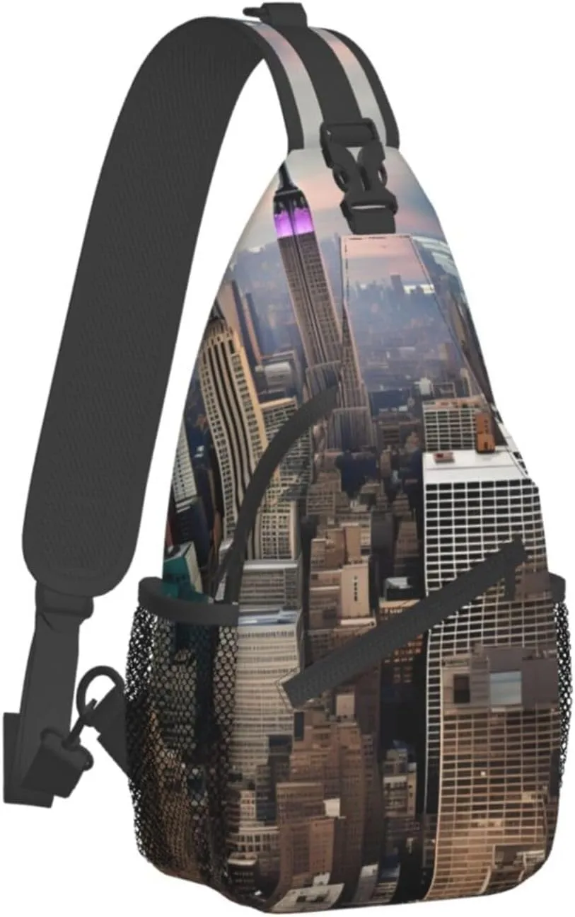 SSIMOO New York Fashion City Versatile Travel Hiking Backpack-Perfect For Outdoor Cycling,Chest Shoulder Bag