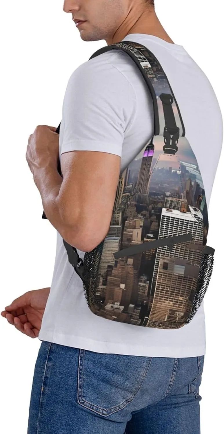 SSIMOO New York Fashion City Versatile Travel Hiking Backpack-Perfect For Outdoor Cycling,Chest Shoulder Bag