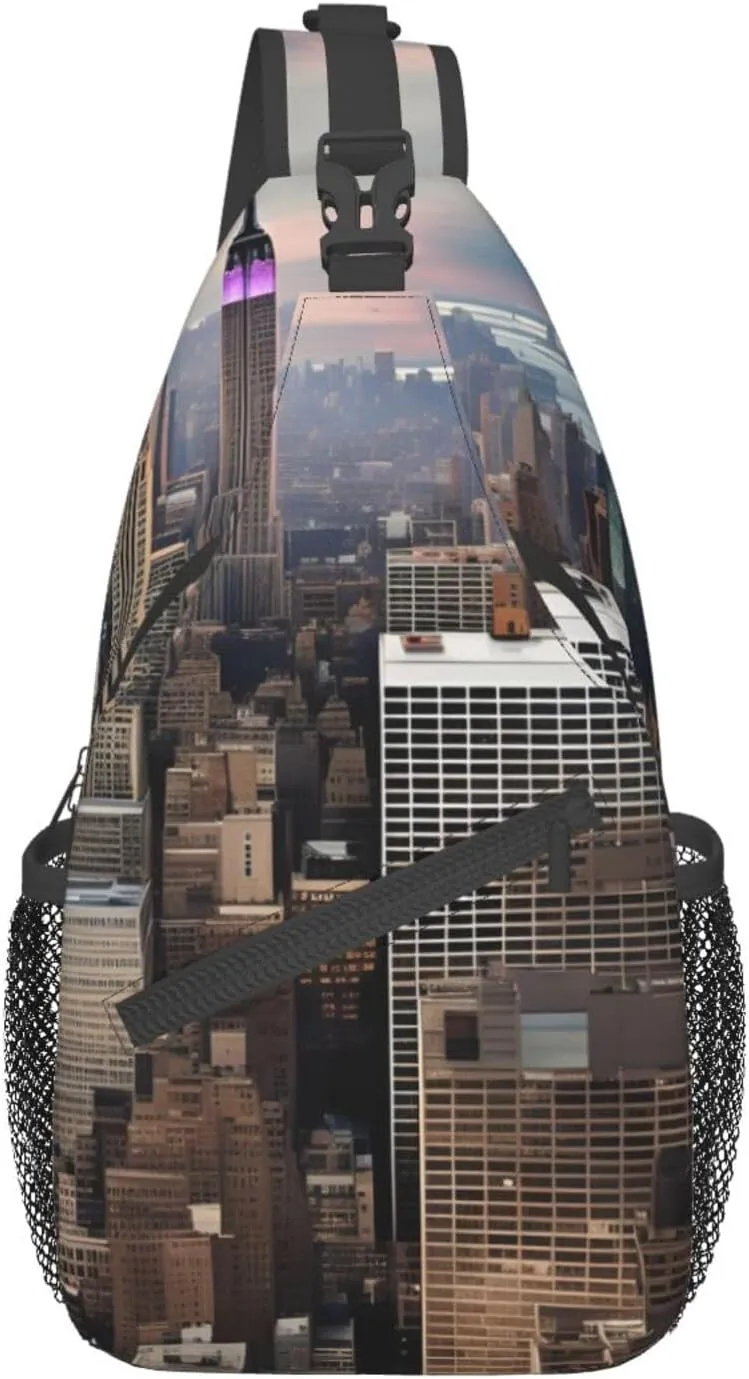 SSIMOO New York Fashion City Versatile Travel Hiking Backpack-Perfect For Outdoor Cycling,Chest Shoulder Bag