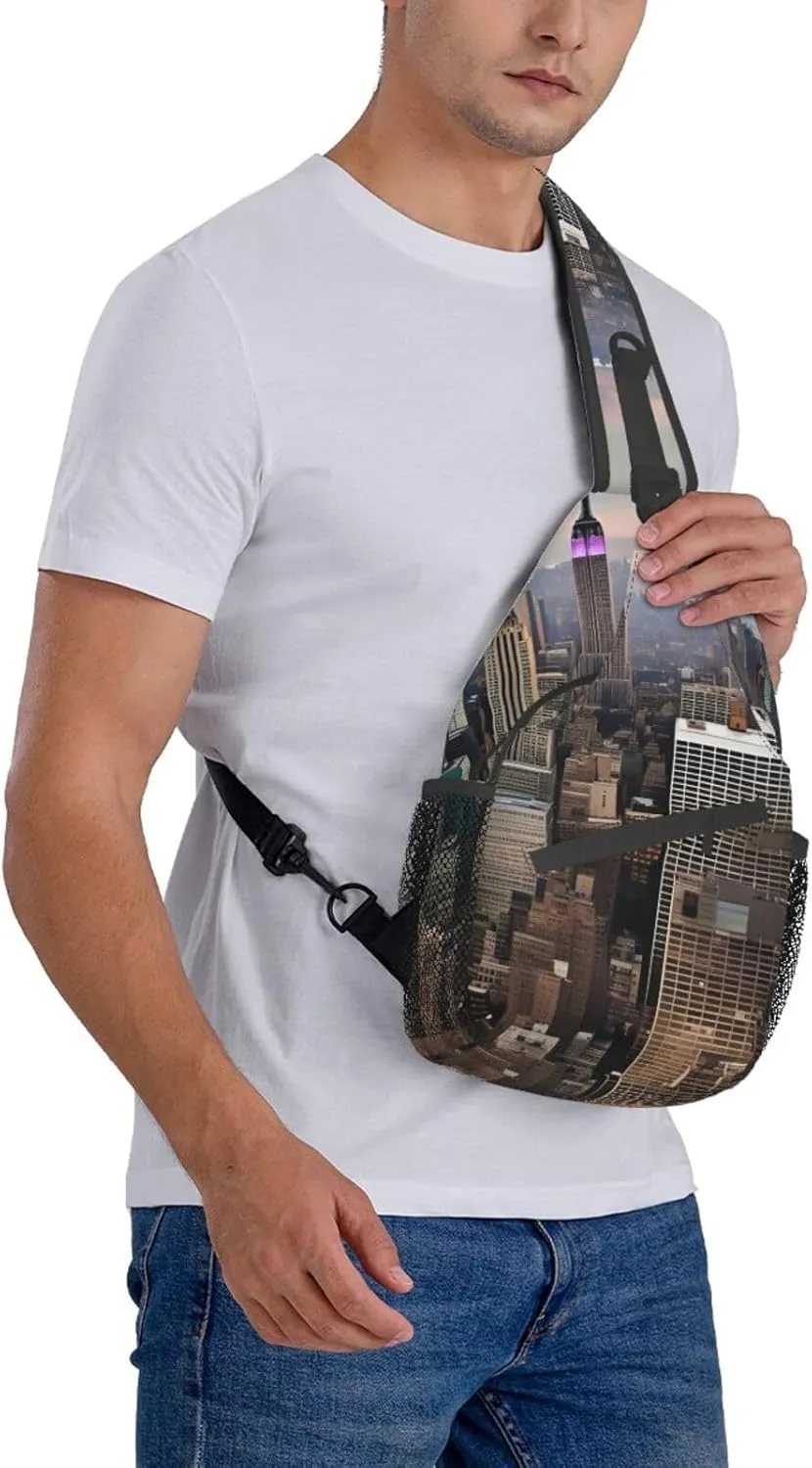 SSIMOO New York Fashion City Versatile Travel Hiking Backpack-Perfect For Outdoor Cycling,Chest Shoulder Bag
