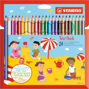 STABILO 203/24-01 Trio Thick Colouring Pencil - Assorted Colours, Wallet of 24