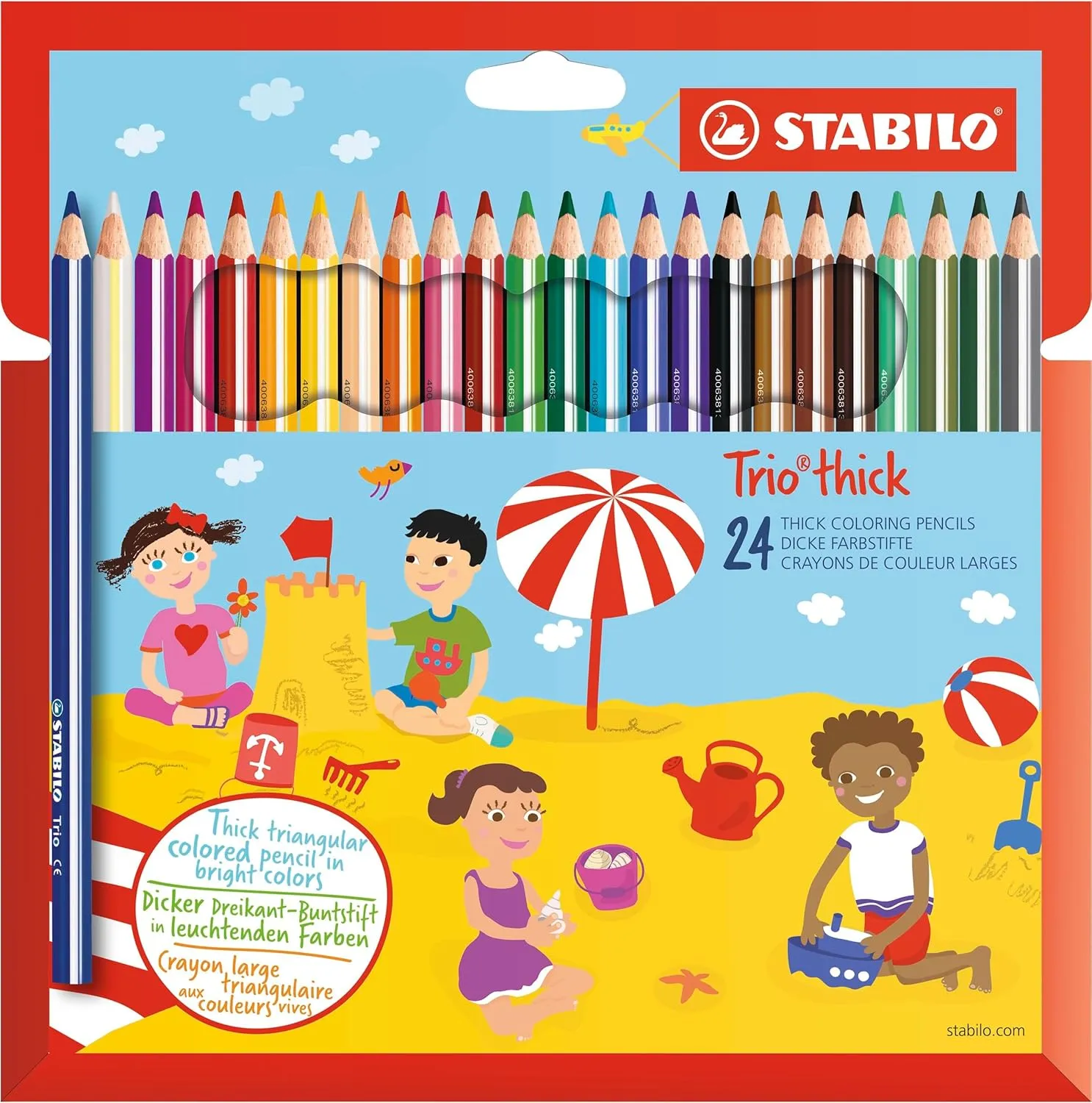 STABILO 203/24-01 Trio Thick Colouring Pencil - Assorted Colours, Wallet of 24