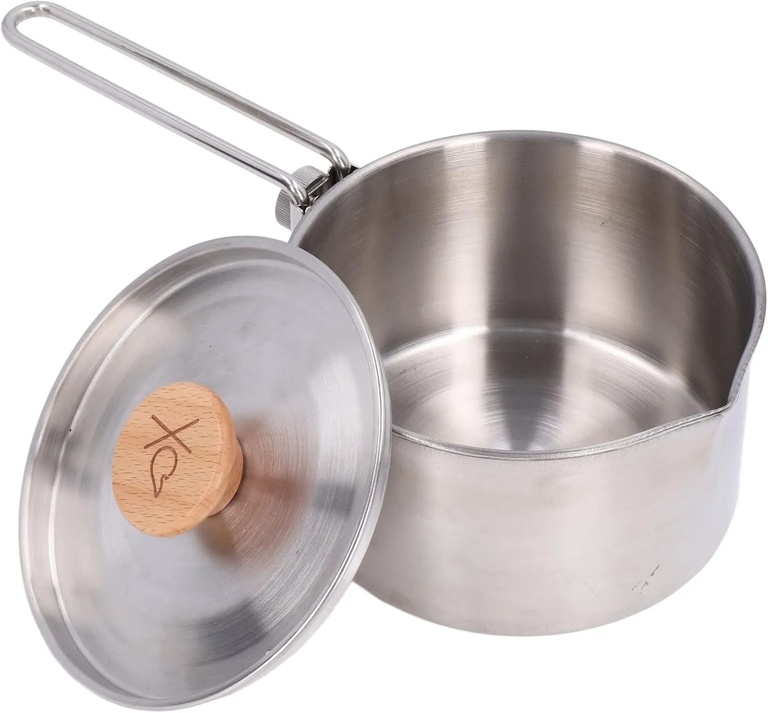 Stainless Steel Outdoor Tea Coffee Pot,1000ml Camping Pot, Ultralight Portable Hanging Pot,with Lid and Foldable Handle for Picnic Hiking, 1000ml Camping Pot,Stainless Steel Outdoor Tea CofCampi