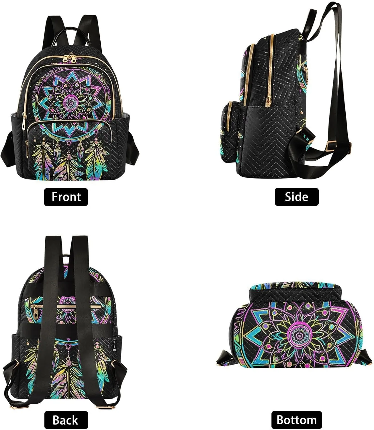 Star Dream Catcher Fashion Travel Backpack for Women Multi Pockets Lightweight Purse for Women-S