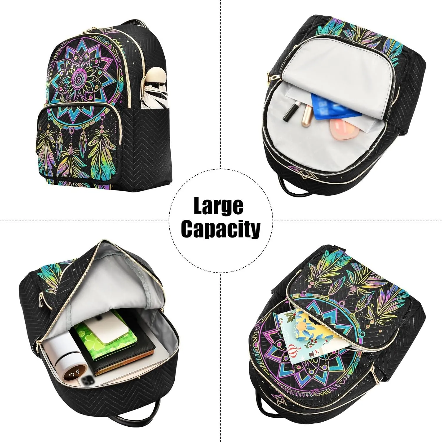 Star Dream Catcher Fashion Travel Backpack for Women Multi Pockets Lightweight Purse for Women-S