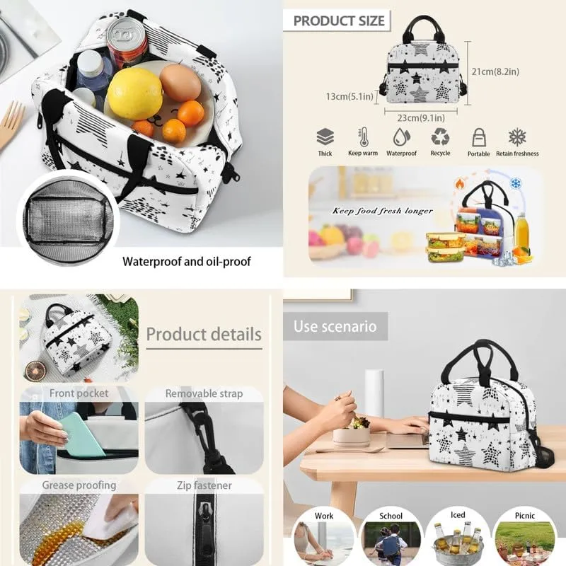Star Sketch Hand Drawing Child Backpack Lunch Box Pencil Case Starry Night Art Painting 3 Pcs School Girl Backpack Set Durable Lightweight Bookbag