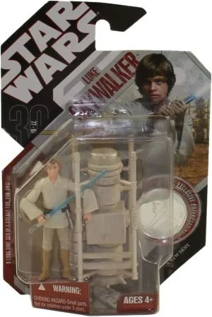 Star Wars 30th Anniversary Luke Skywalker Tatooine Moisture Farmer Action Figure #18 with Coin