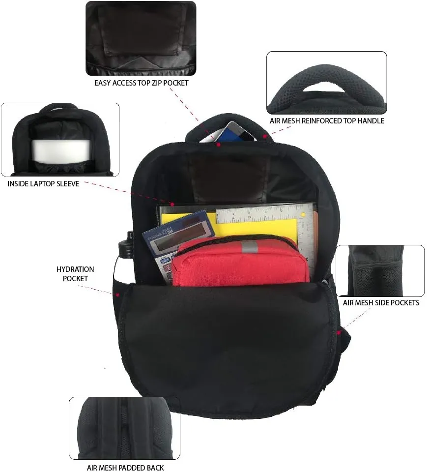 STAR WARS BLACK MANDALORIAN BACKPACK 18 INCH AIR MESH PADDED BAG (Mando Child Blue)