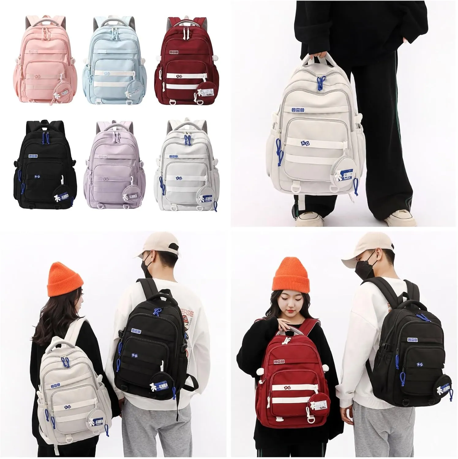 Student School Backpack Travel Backpack Laptop Bag Large Capacity Casual Daypacks Stylish Backpack Aesthetic Bag, Blue, as the pic show