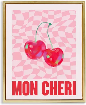 Stupell Industries Mon Cheri on Checkered Gold Floater Framed Canvas Wall Art Design by House of Lulu, 17 x 21