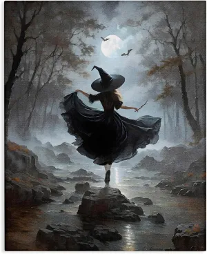 Stupell Industries Witch in Moonlit Forest Canvas Wall Art Design by Jo Moulton, 16 x 20