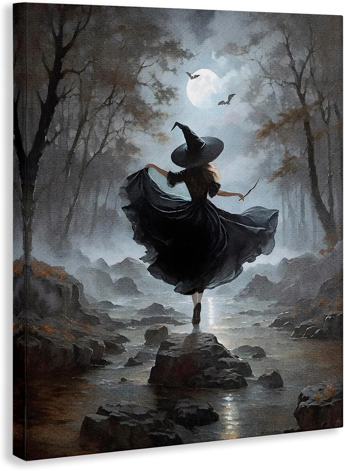 Stupell Industries Witch in Moonlit Forest Canvas Wall Art Design by Jo Moulton, 16 x 20