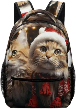 Stylish Backpack, Christmas Cat Print Durable Backpack Travel Backpack Hiking Backpack Ergonomic Backpack Comfortable Backpack