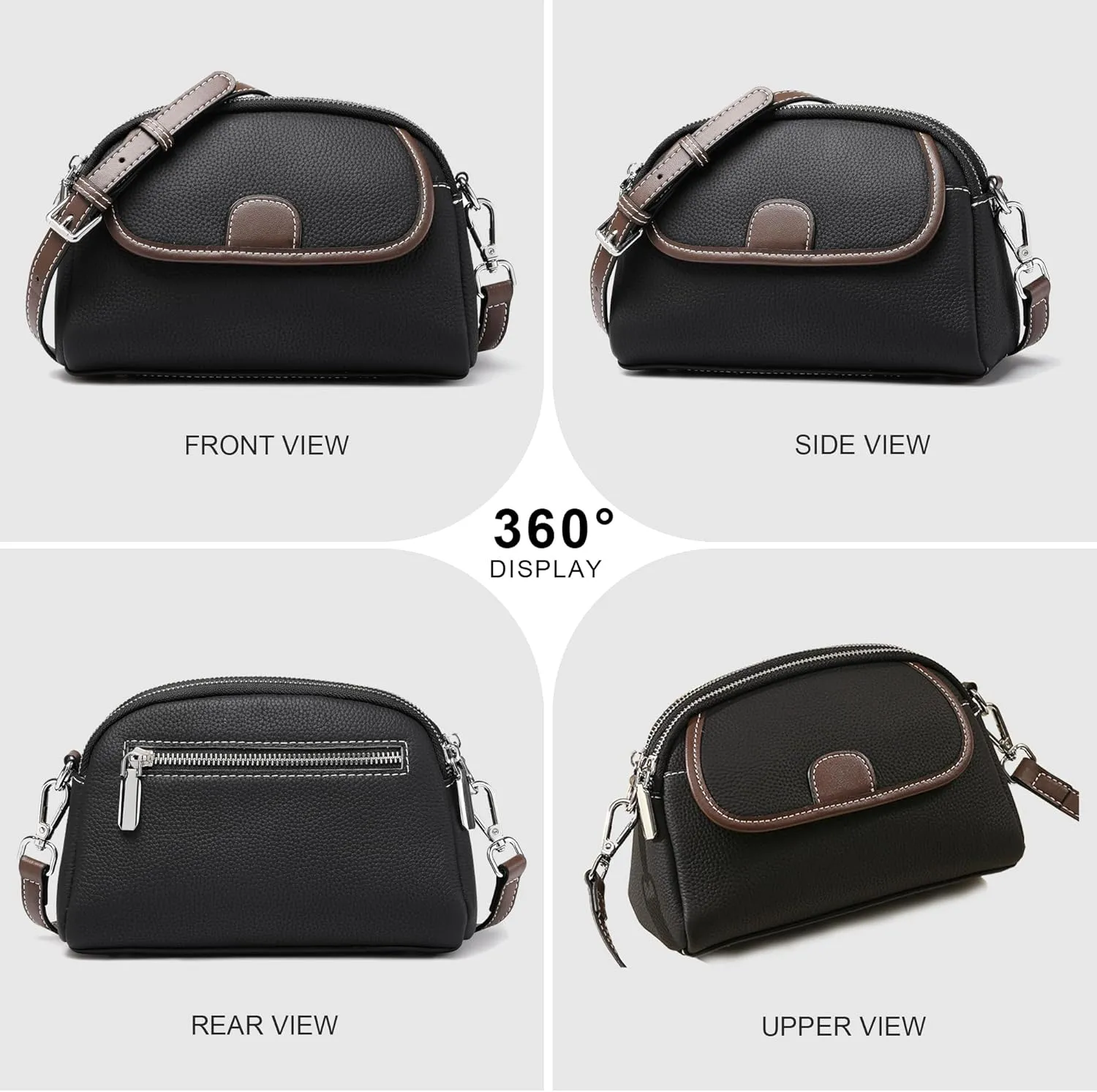 Stylish Ladies Square Crossbody Bag Large Capacity Leather Wallet with Adjustable Shoulder Strap