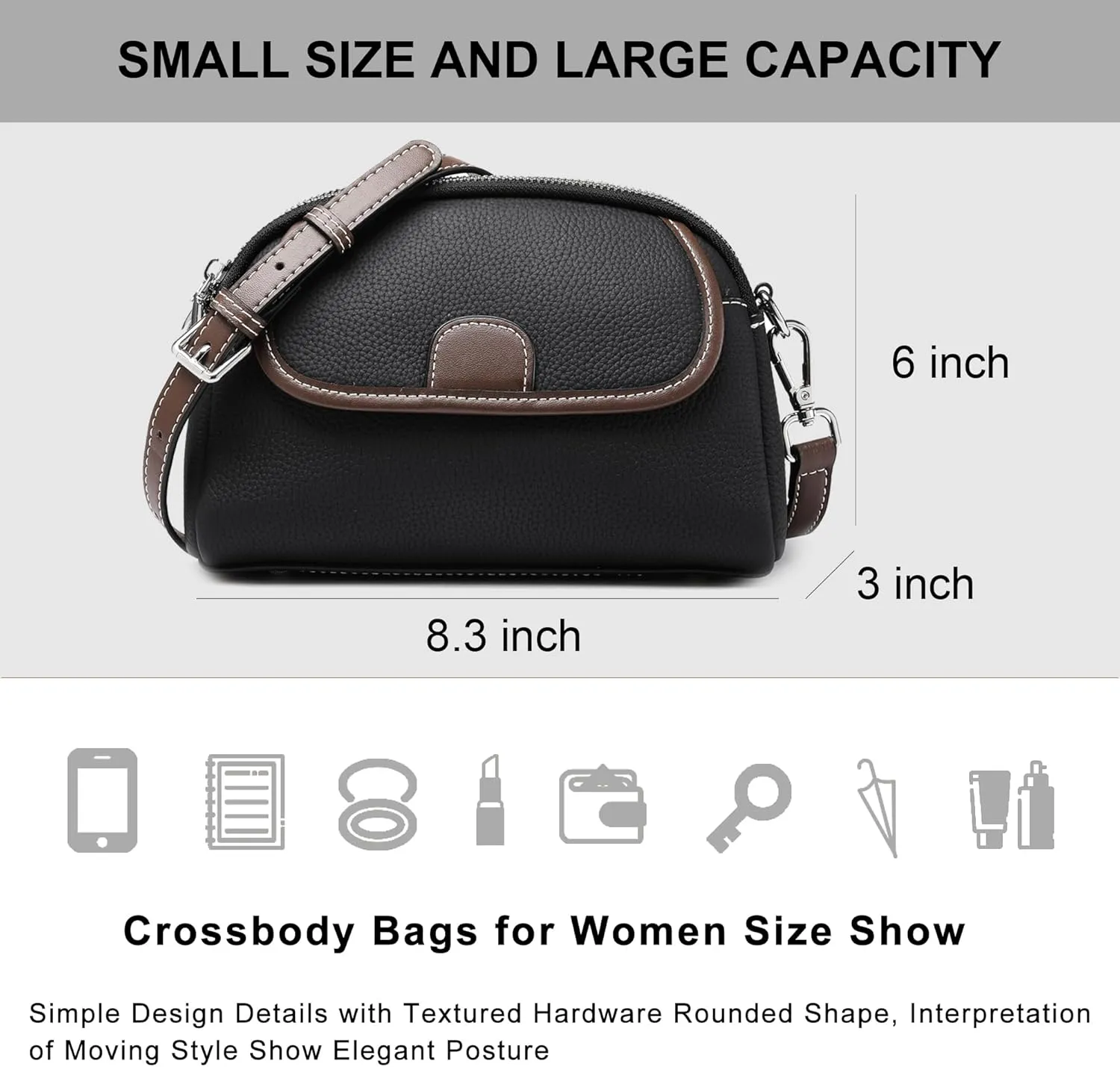 Stylish Ladies Square Crossbody Bag Large Capacity Leather Wallet with Adjustable Shoulder Strap