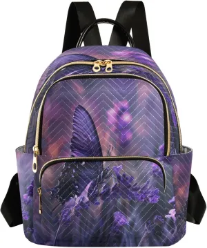 SUABO Butterfly Purple Flower5 Backpack Purse Ladies Rucksack Travel Shoulder Bag Casual Daily Backpack