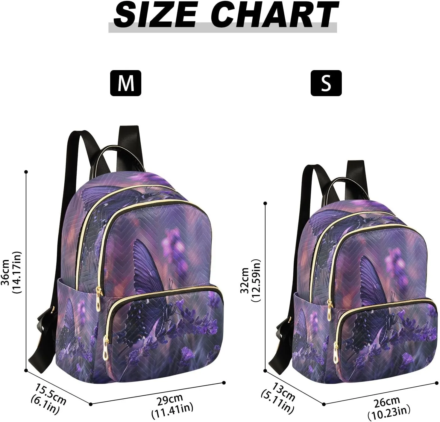 SUABO Butterfly Purple Flower5 Backpack Purse Ladies Rucksack Travel Shoulder Bag Casual Daily Backpack