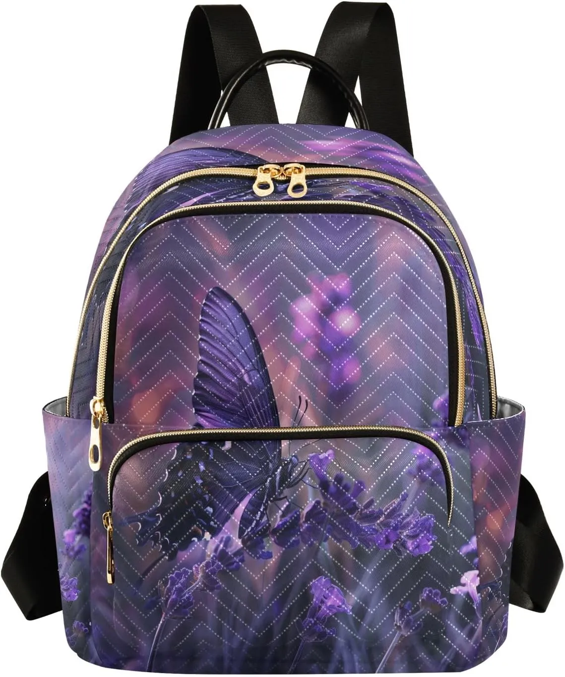 SUABO Butterfly Purple Flower5 Backpack Purse Ladies Rucksack Travel Shoulder Bag Casual Daily Backpack