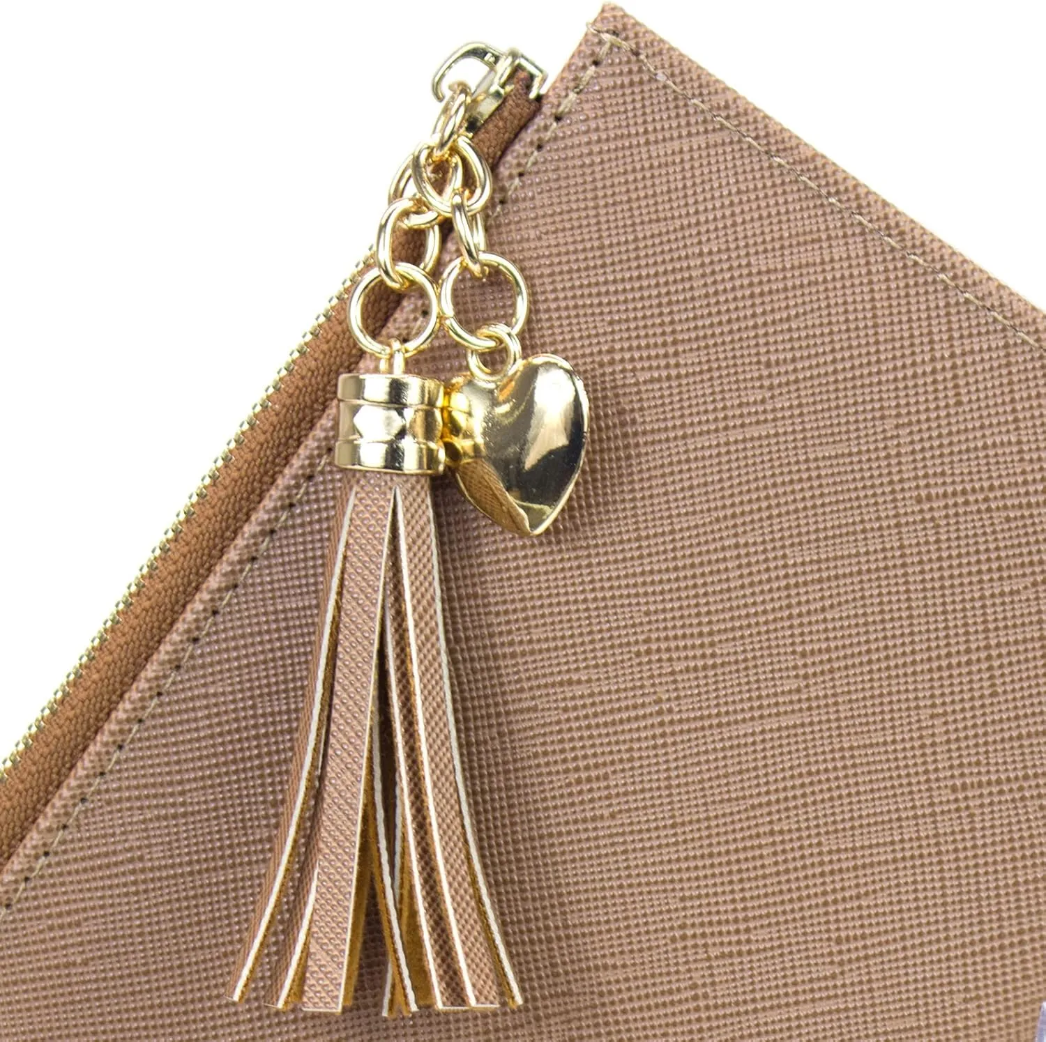 SUMGOGO Slim Wallet for Women Long Tassel Zipper Clutch Purse Handbag Card Case Wallet (Brown)