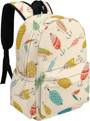 Summer Fishing Hook Casual Travel Backpack Lightweight with Multi Compartment Laptop Bagpack Cute for Women Men Hiking Business Work