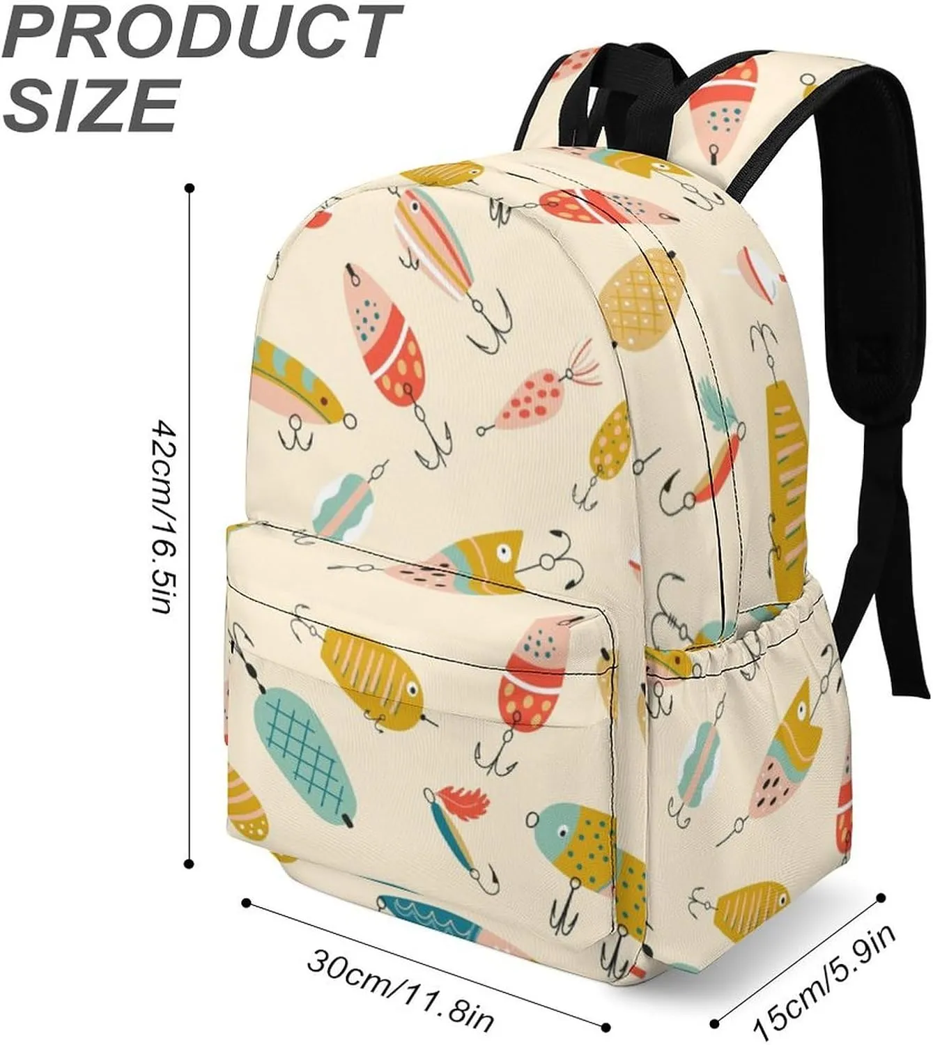 Summer Fishing Hook Casual Travel Backpack Lightweight with Multi Compartment Laptop Bagpack Cute for Women Men Hiking Business Work