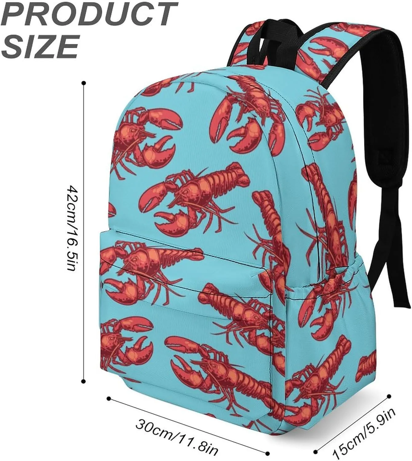 Summer Marine Crayfish Casual Travel Backpack Lightweight with Multi Compartment Laptop Bagpack for Women Men Hiking Business Work