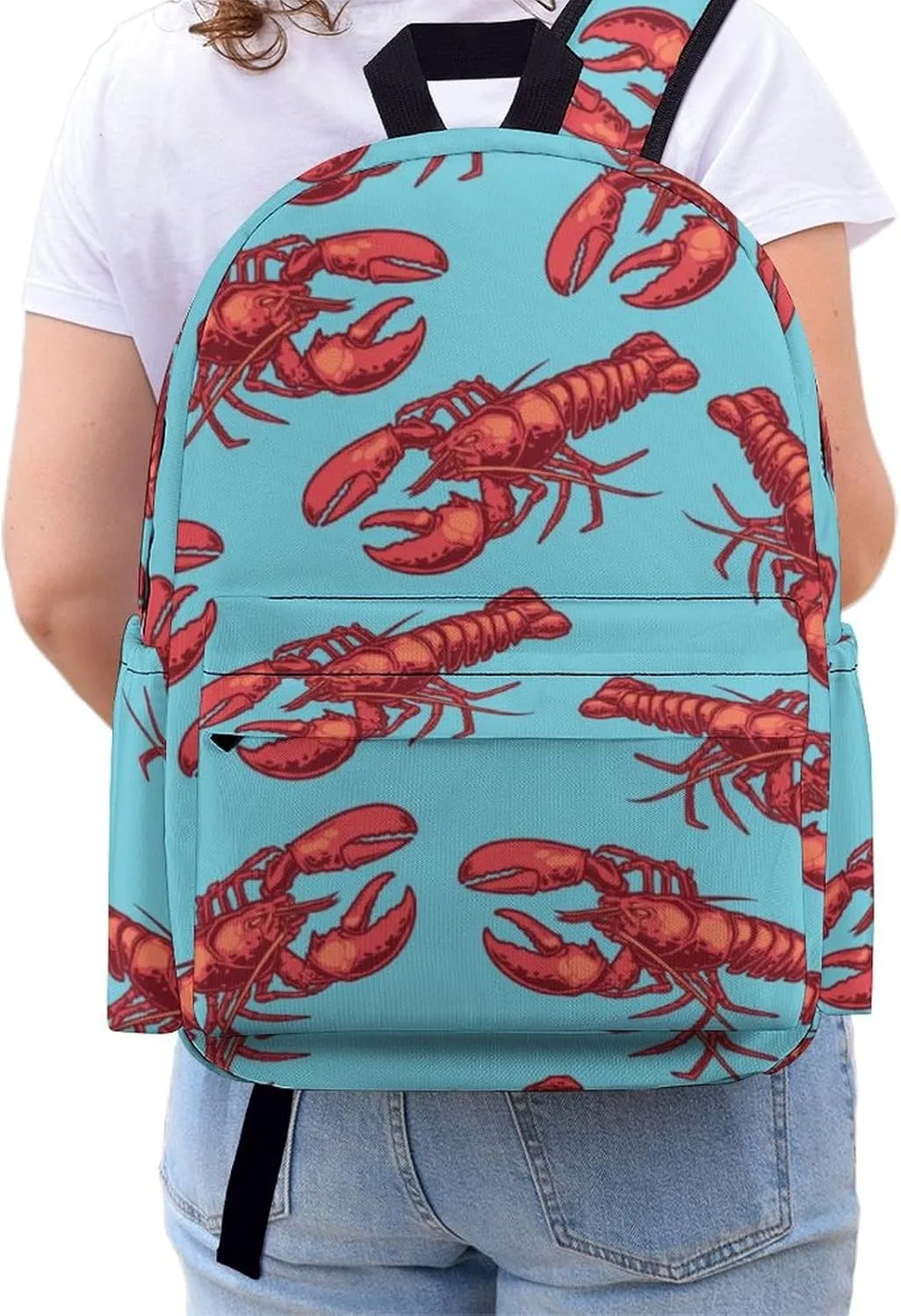 Summer Marine Crayfish Casual Travel Backpack Lightweight with Multi Compartment Laptop Bagpack for Women Men Hiking Business Work