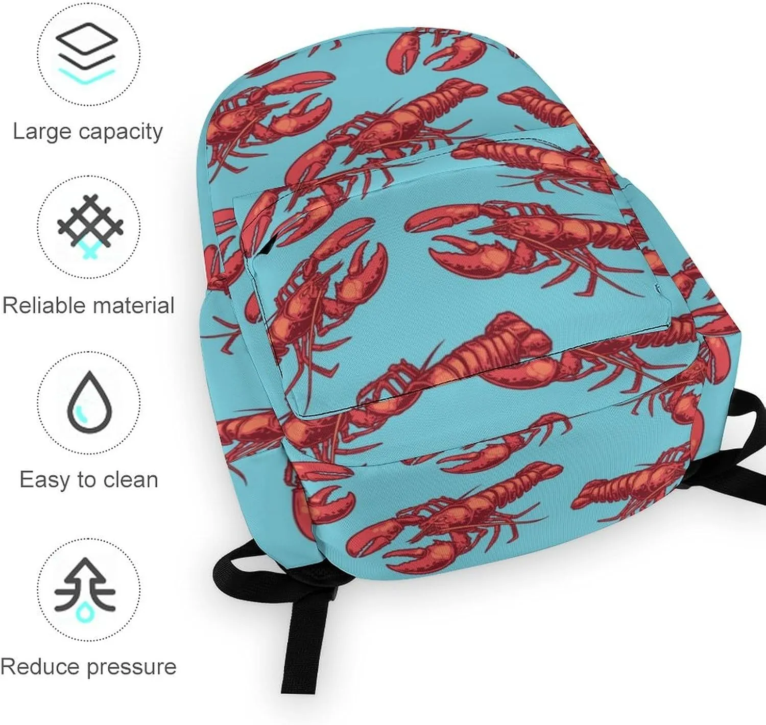 Summer Marine Crayfish Casual Travel Backpack Lightweight with Multi Compartment Laptop Bagpack for Women Men Hiking Business Work