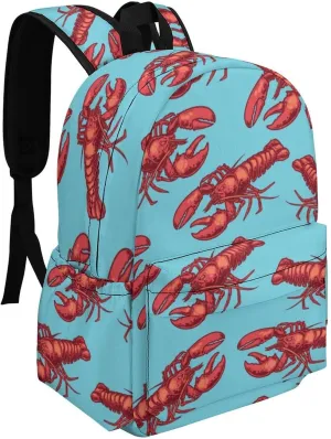 Summer Marine Crayfish Casual Travel Backpack Lightweight with Multi Compartment Laptop Bagpack for Women Men Hiking Business Work