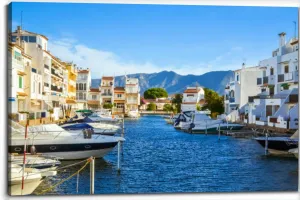 Summer panorama yachts boats and waterways Costa Brava Ca Canvas Wall Art Decor Paintings Pictures for Bedroom Wall Decor Above Bed Living Room Wall Decoration Bathroom Office Artwork