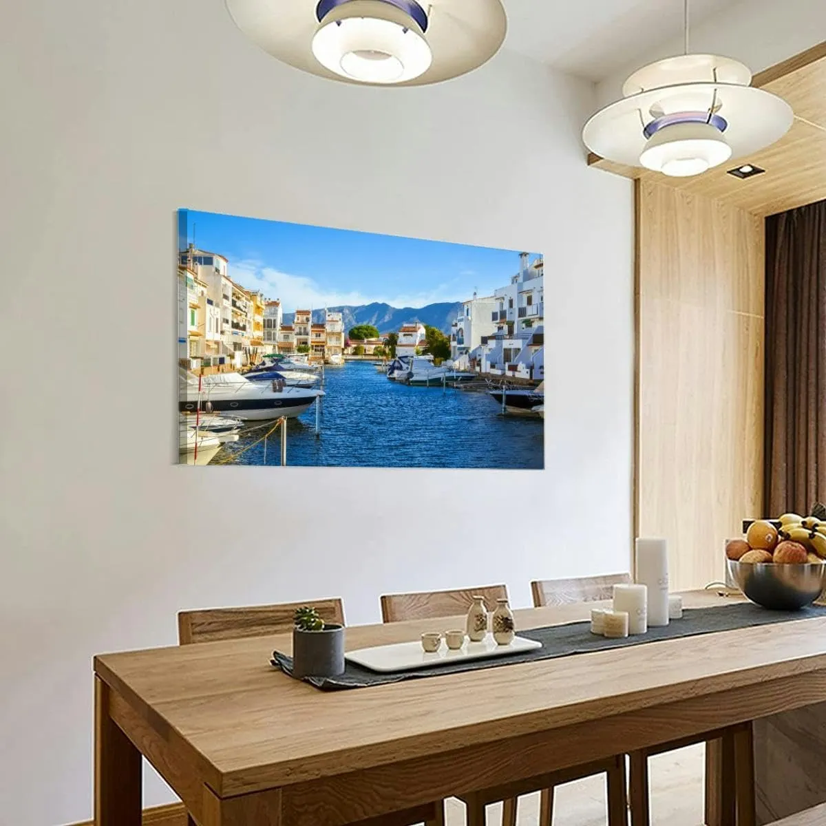 Summer panorama yachts boats and waterways Costa Brava Ca Canvas Wall Art Decor Paintings Pictures for Bedroom Wall Decor Above Bed Living Room Wall Decoration Bathroom Office Artwork