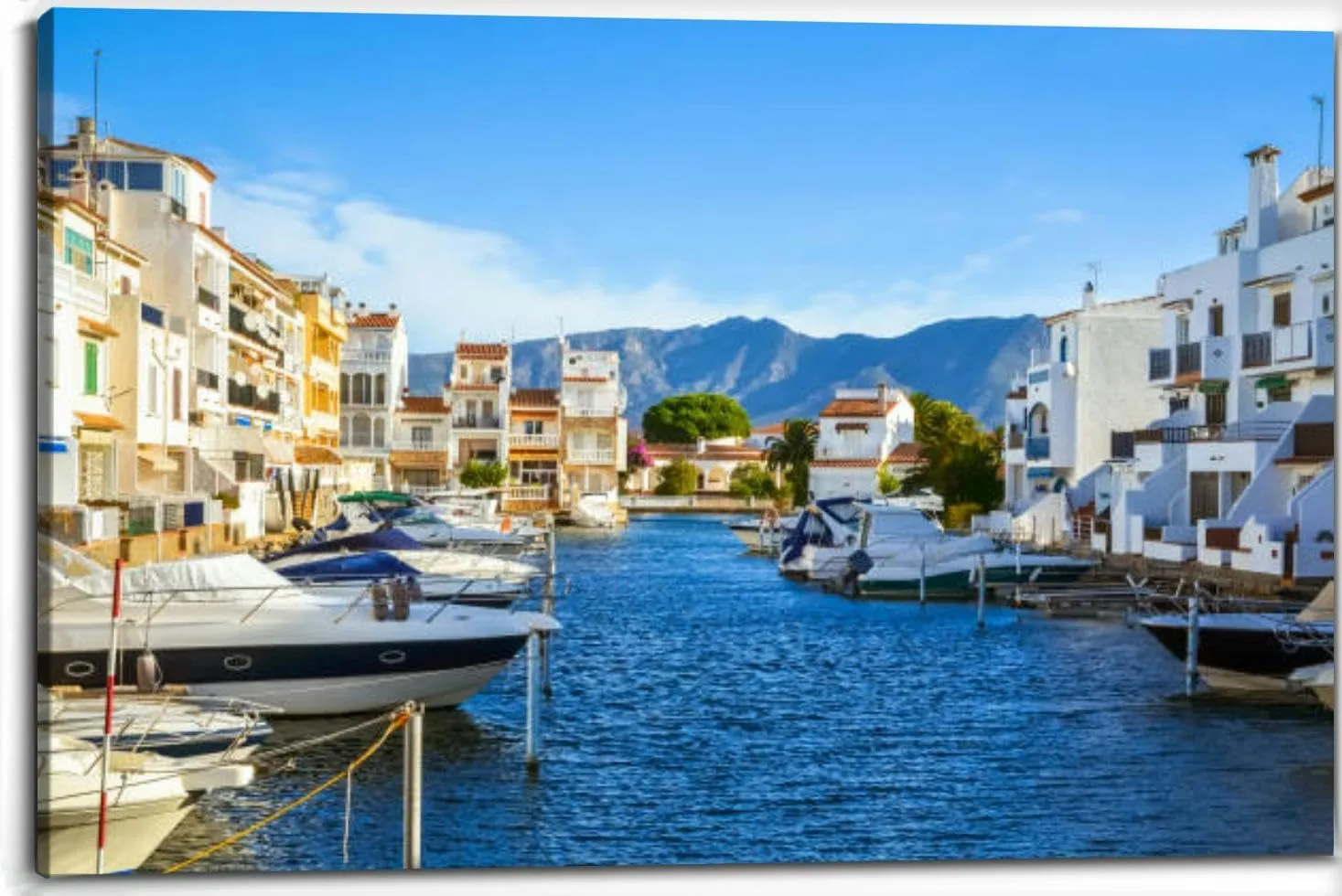 Summer panorama yachts boats and waterways Costa Brava Ca Canvas Wall Art Decor Paintings Pictures for Bedroom Wall Decor Above Bed Living Room Wall Decoration Bathroom Office Artwork