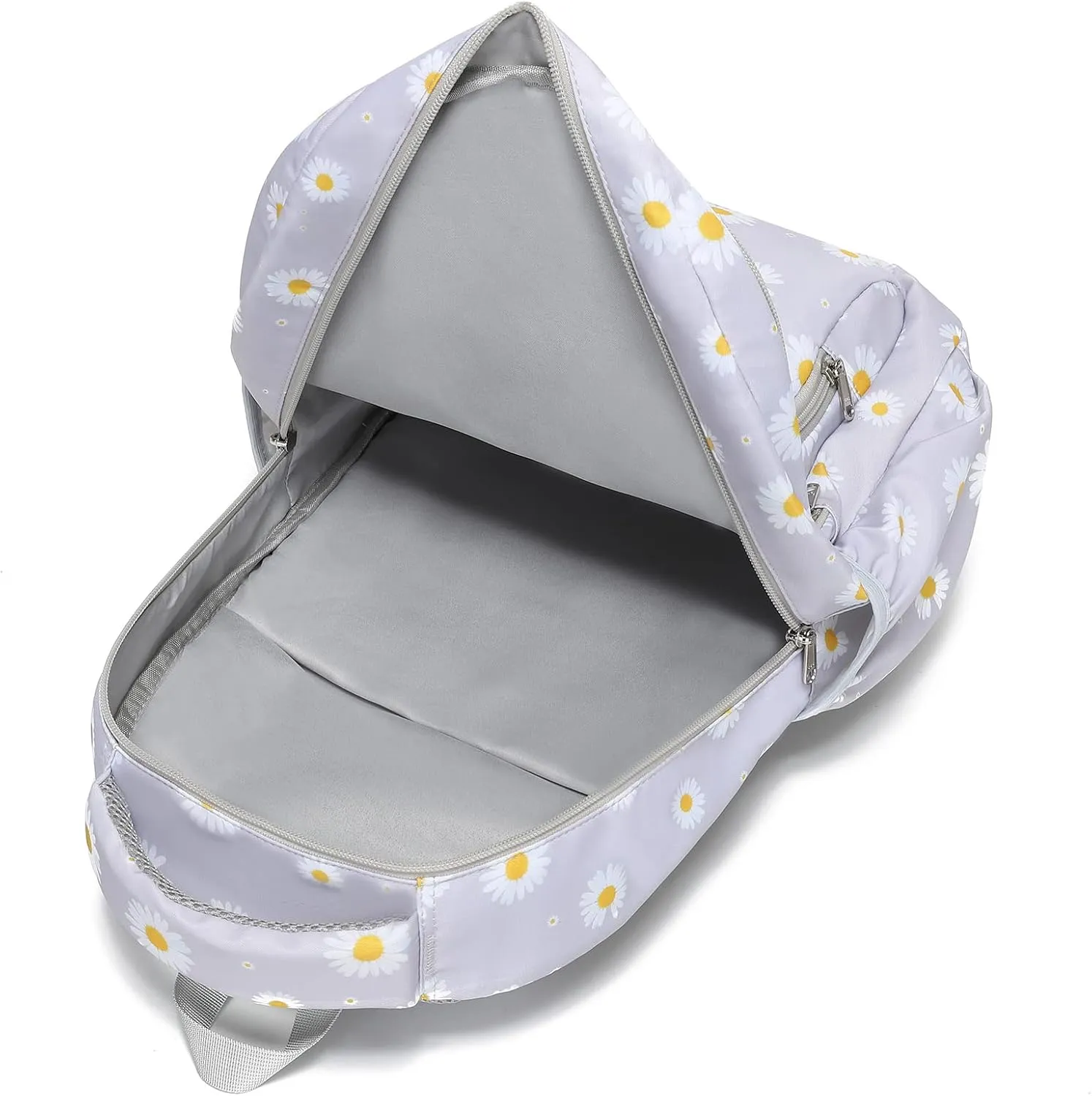 Sunborls Backpack for Girls Teens Girls Bookbag Lightweight High-Capacity Waterproof School Gifts for Lovely Small Daisy Flower 3pcs (GREY)