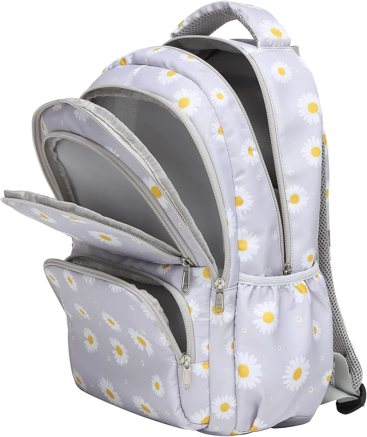Sunborls Backpack for Girls Teens Girls Bookbag Lightweight High-Capacity Waterproof School Gifts for Lovely Small Daisy Flower 3pcs (GREY)