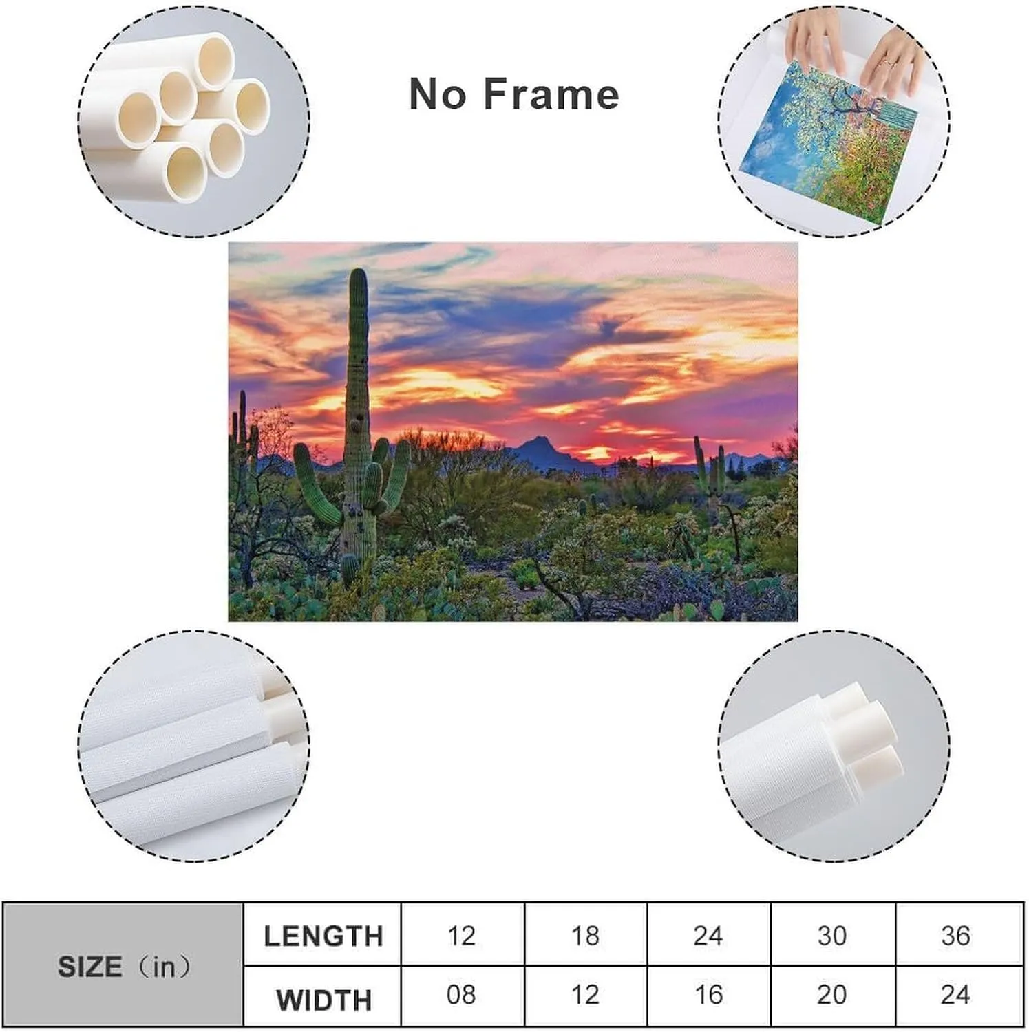 Sunrise in Desert Print Sonoran Desert on Canvas Blooming Saguaros Wall Art Arizona Desert Poster Panorama Arizona on Canvas Saguaros Poster Canvas Art And Wall Art Picture Print Modern Family Bedroom