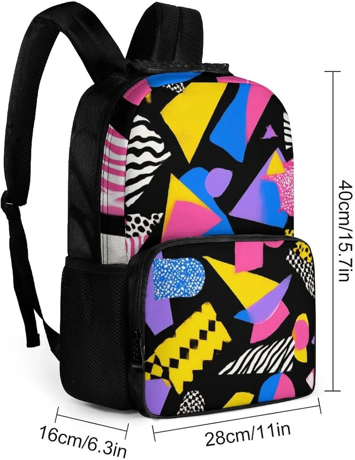 Supdreamc Adults Lightweight Black Retro 80S 90S Shoulder Book Bags Big Capacity Shoulder Bag With Adjustable Shoulder Straps for Trekking Work Walking Cycling