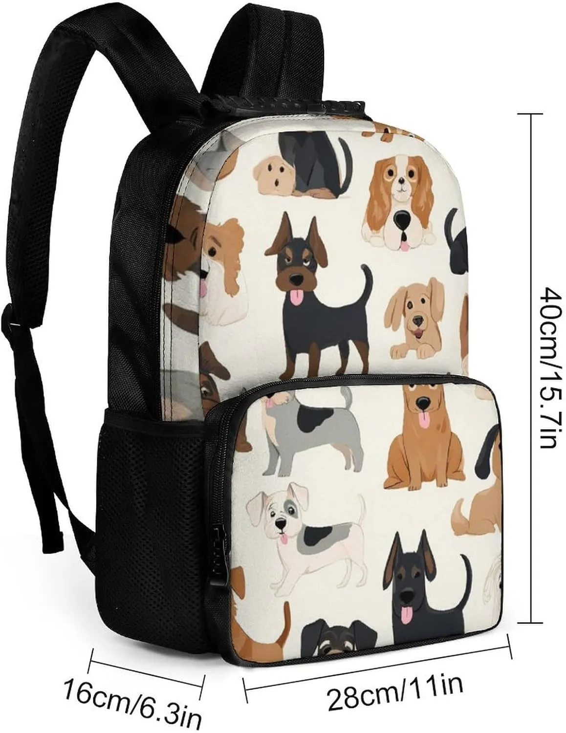 Supdreamc Affenpinscher Airedale Terrier Australian Cattle Dog Shoulder Book Bags Polyester Multipurpose Anti-Theft Carry On Bag Large Capacity Travel Hiking & Camping Rucksack