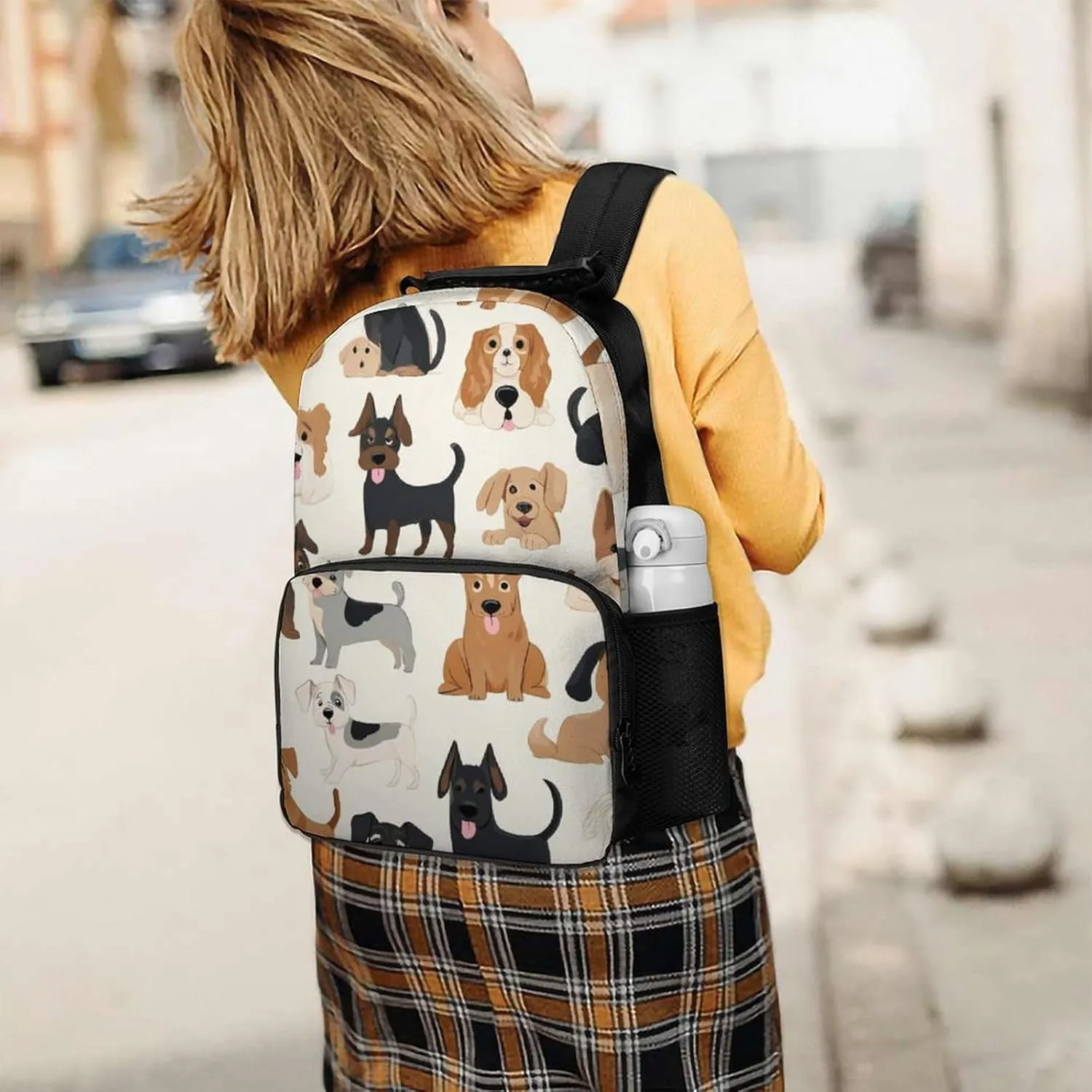 Supdreamc Affenpinscher Airedale Terrier Australian Cattle Dog Shoulder Book Bags Polyester Multipurpose Anti-Theft Carry On Bag Large Capacity Travel Hiking & Camping Rucksack