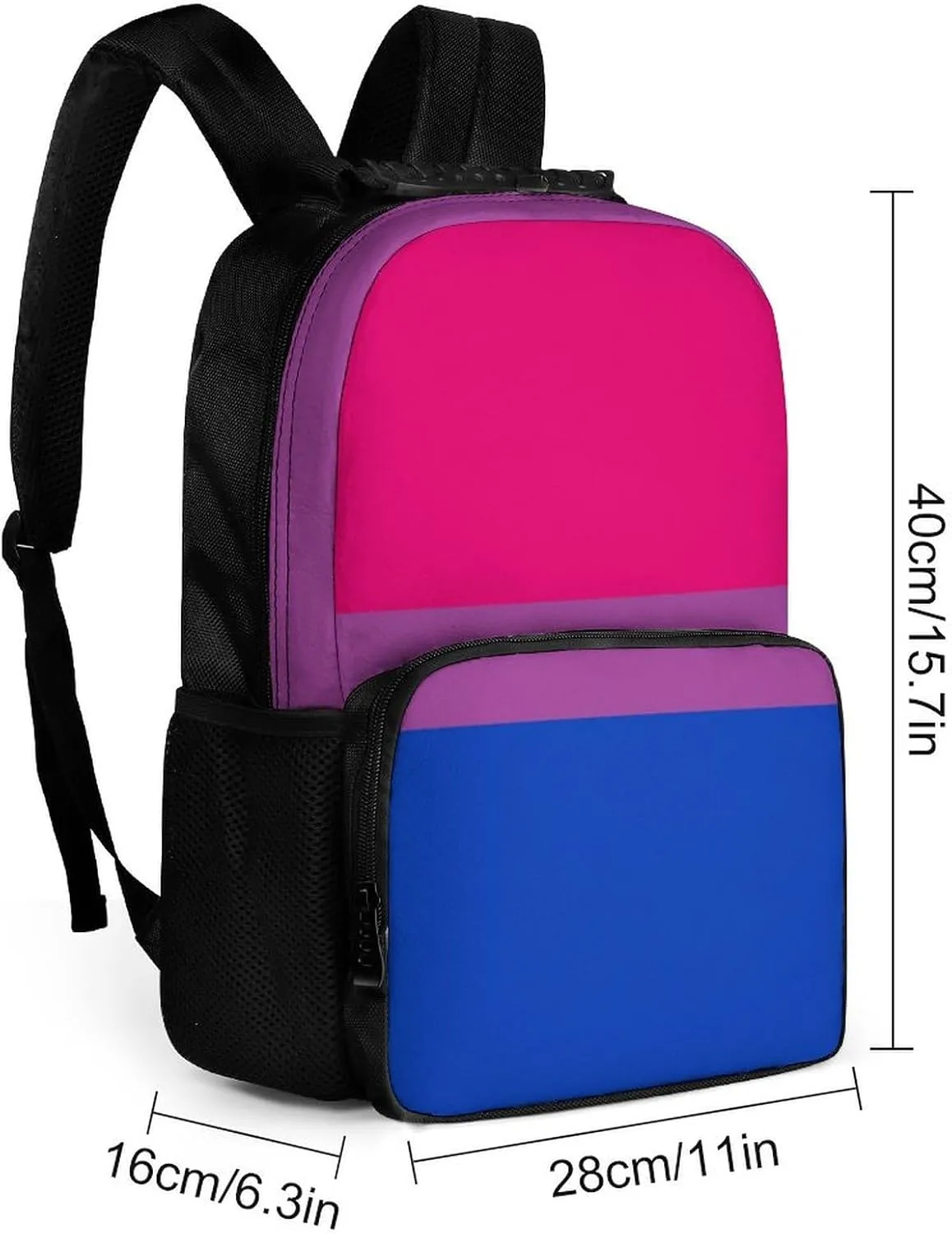 Supdreamc Bisexual Pride Flag Stripes Rucksacks Lightweight Multipurpose Anti-Theft Shoulder Bag Large Capacity Business Computer Bag With Smooth Zippers