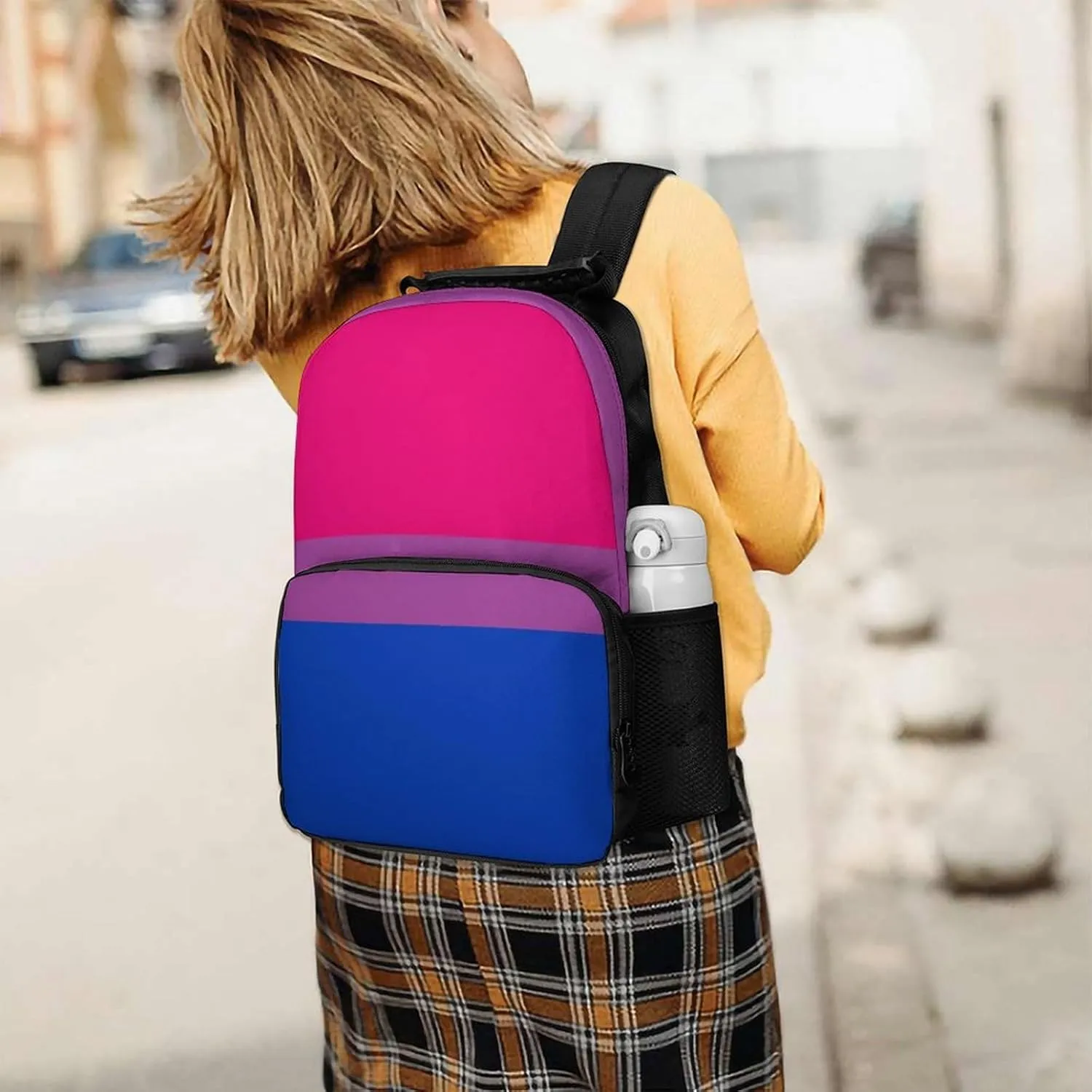 Supdreamc Bisexual Pride Flag Stripes Rucksacks Lightweight Multipurpose Anti-Theft Shoulder Bag Large Capacity Business Computer Bag With Smooth Zippers