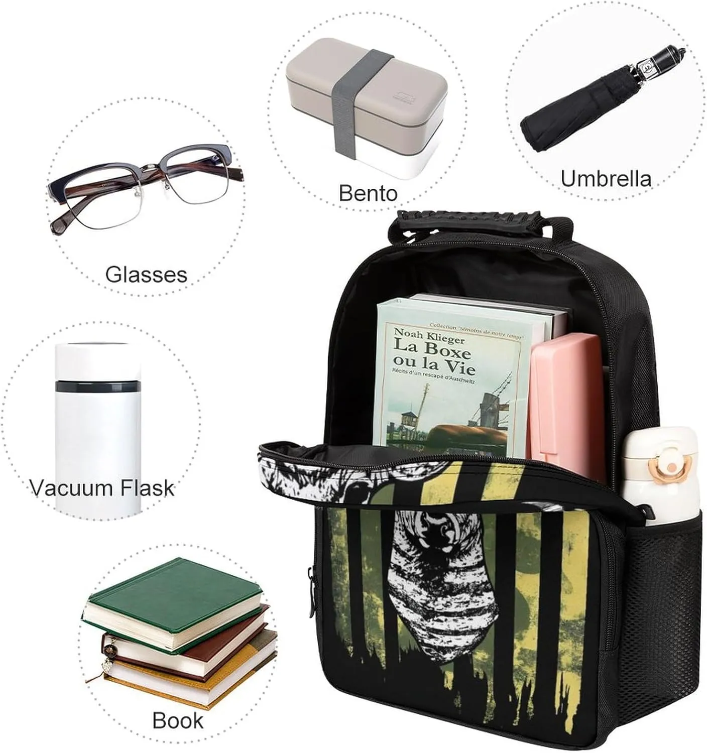 Supdreamc Daypack Backpack Anti-Theft Multipurpose Big Capacity Bookbag - Camouflage American Flag Hunting Camo Deer Black Business Computer Bag With Side Pockets